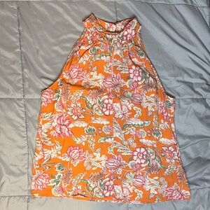 RACHEL Rachel Roy Vibrant Orange Floral Top Sleeveless